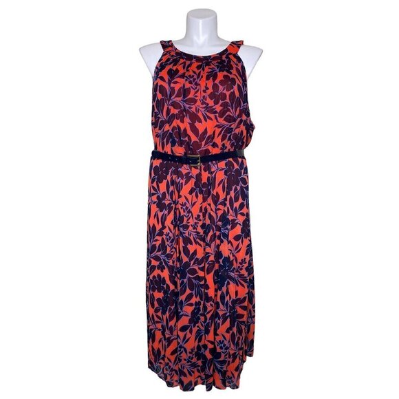 Tommy Hilfiger NWOT Floral Chiffon Halter Midi Dress, Multicolor Women’s 24W - Picture 2 of 11